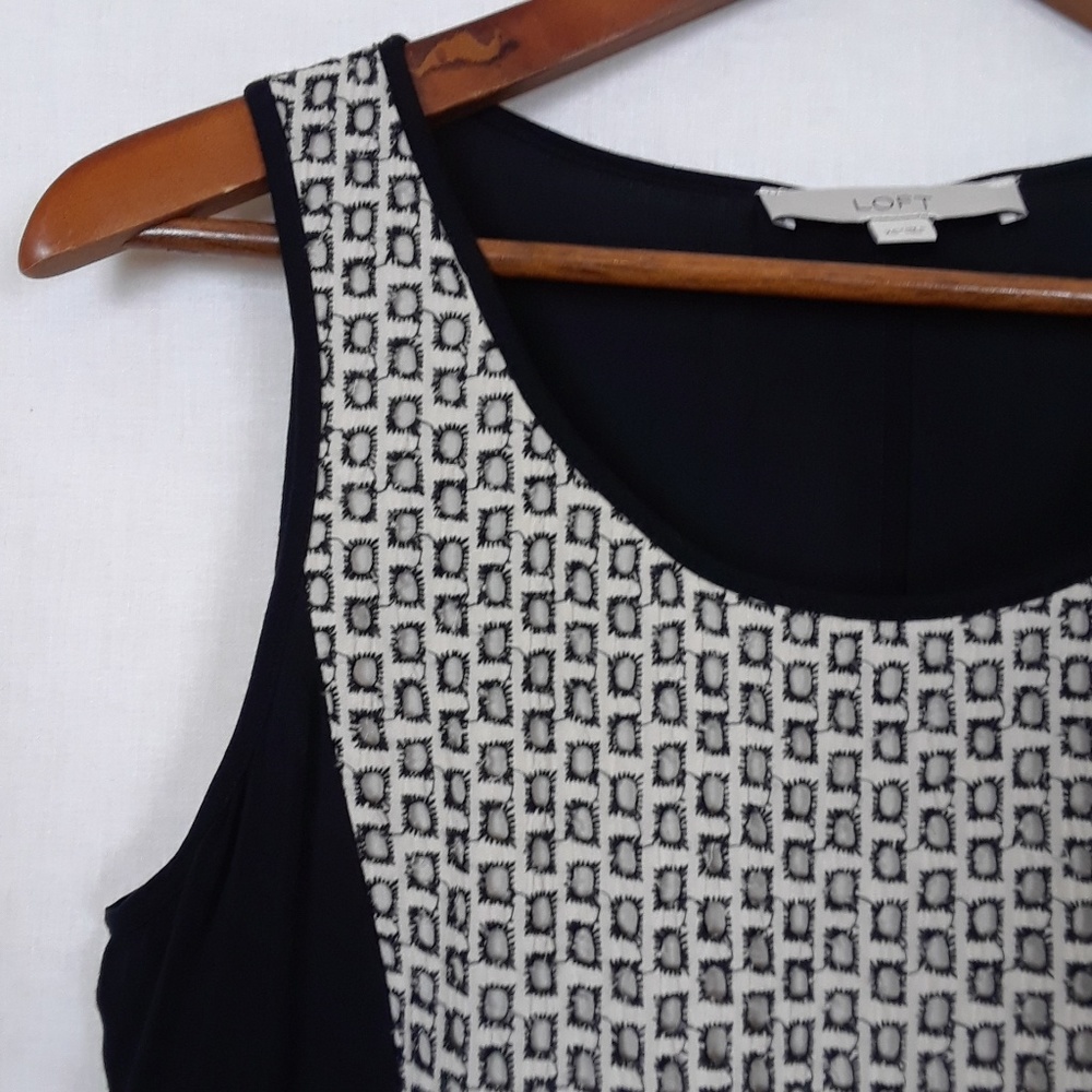 LOFT black-white eyelet peplum top XS - Picture 3 of 5